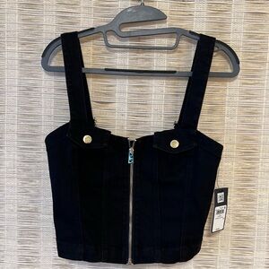 Guess Bustier Stretch With Flat Pockets In Rinse Black With Adjustable Straps S